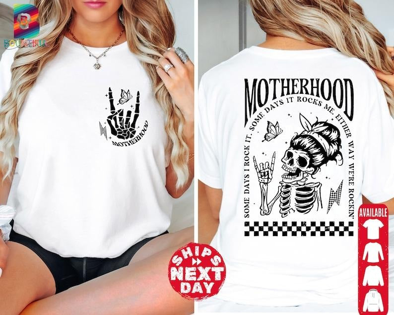 Motherhood Sometimes I Rock It Sometimes It Rocks Me Shirt, Mama Shirt, Mom Shirt, Rocker Mom Gifts, Mothers Day Gift ...