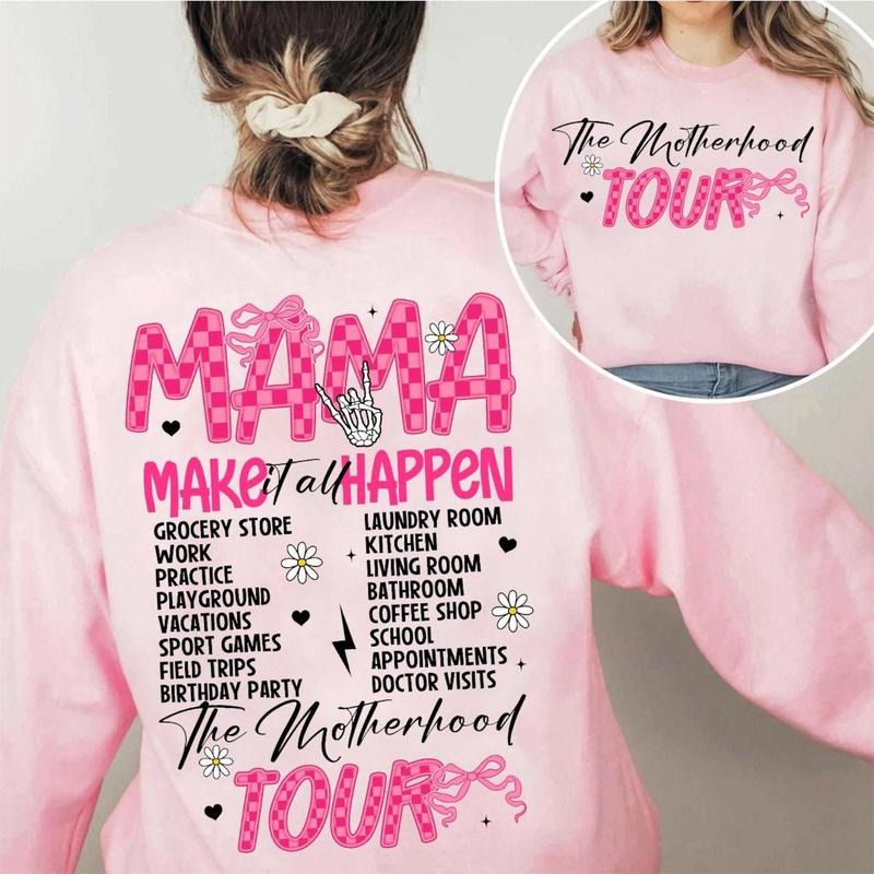 Motherhood Tour Coquette Bow Checker Shirt, Some Days I Rock It Shirt, Funny Mom Sarcastic Mama Shirt, Pink Mom Shirt,...