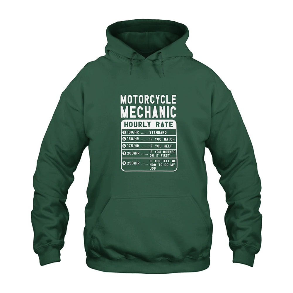 Motorcycle Mechanic Flat Hourly Rate Hoodie