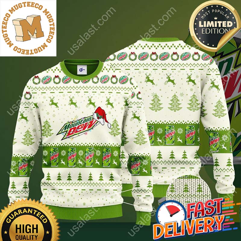 Mountain Dew Santa Hat Ugly Christmas Sweater For Holiday 2023 Xmas Gifts