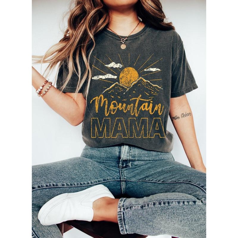 Mountain Mama Shirt,Camping Tee, Cute 70s ,Mountain Mom,Mom Hiking Shirt Hoodie, Sweatshirt | CiraTrend.com