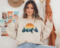 Mountain Sweatshirt Retro Sunset Aesthetic Sweatshirt Cozy Sweatshirt Hiking Sweatshirt Outdoor  Hoodie and Sweater;...