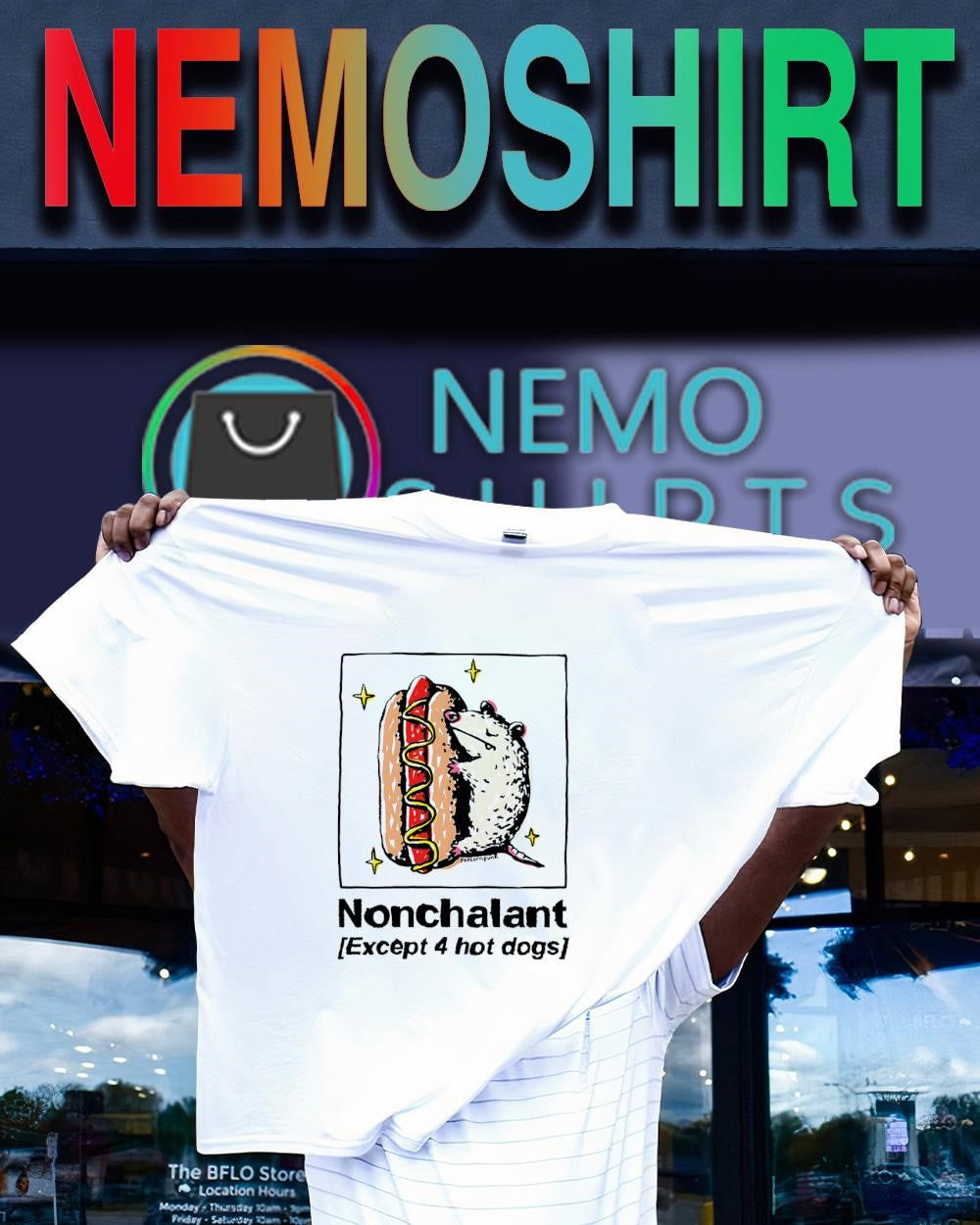Mouse nonchalant except 4 hot dogs shirt
