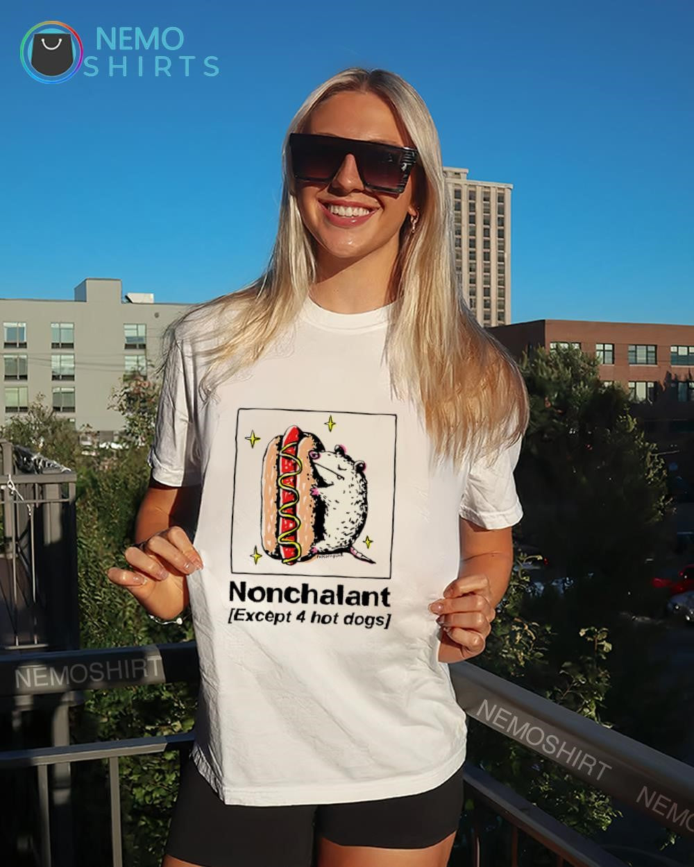 Mouse nonchalant except 4 hot dogs shirt