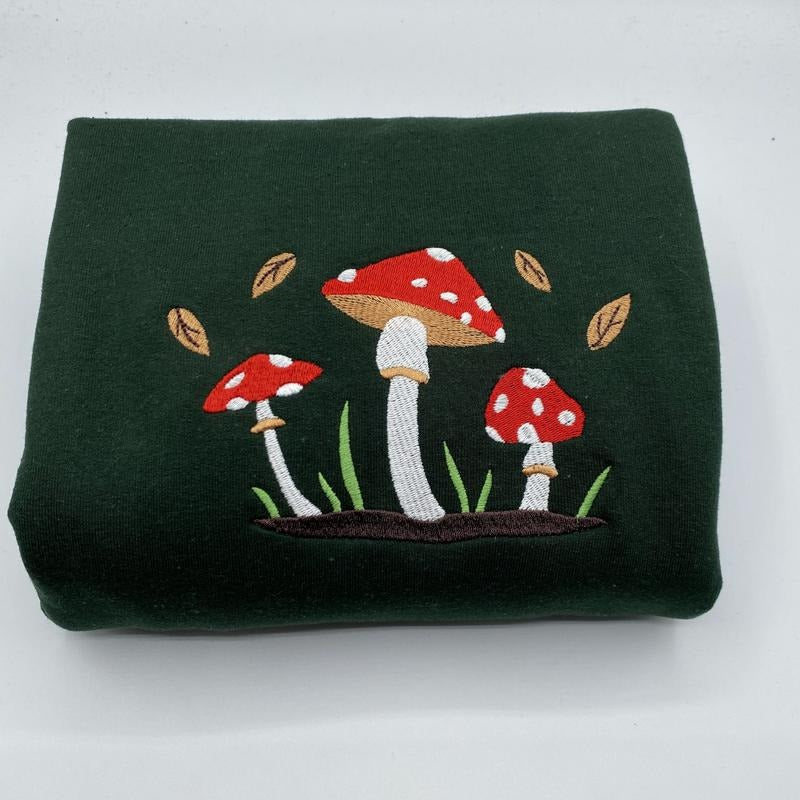 Mushroom Embroidered Sweatshirt - Embroidered Mushroom Sweater - Mushroom Lovers Gift T-Shirts, Hoodie | CiraTrend.com