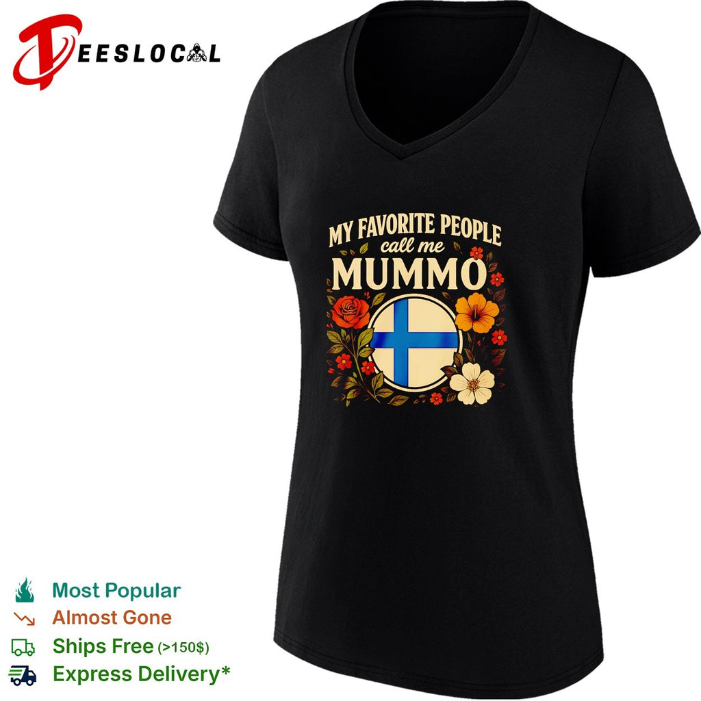My favorite people call me Mummo Finland flag floral shirt