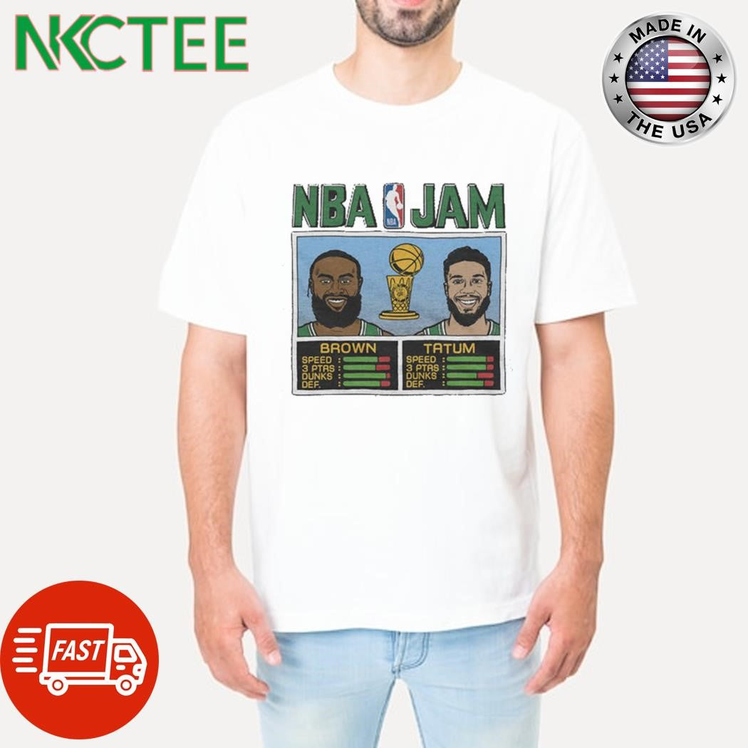 NBA Jam Celtics 2024 Champs Jayson Tatum and Jaylen Brown cup shirt