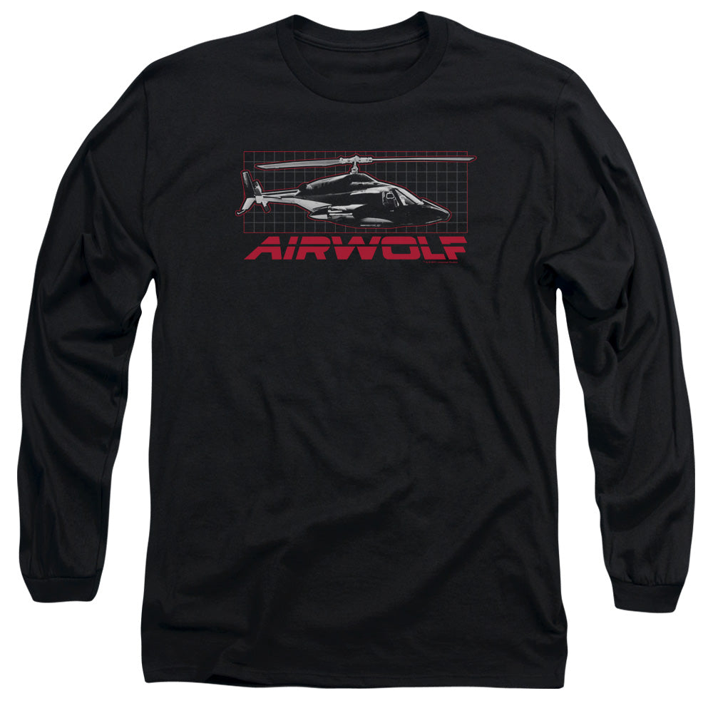 Airwolf Grid Mens Long Sleeve Shirt Black Black Hoodie, Sweatshirt | CiraTrend.com (Image 2)
