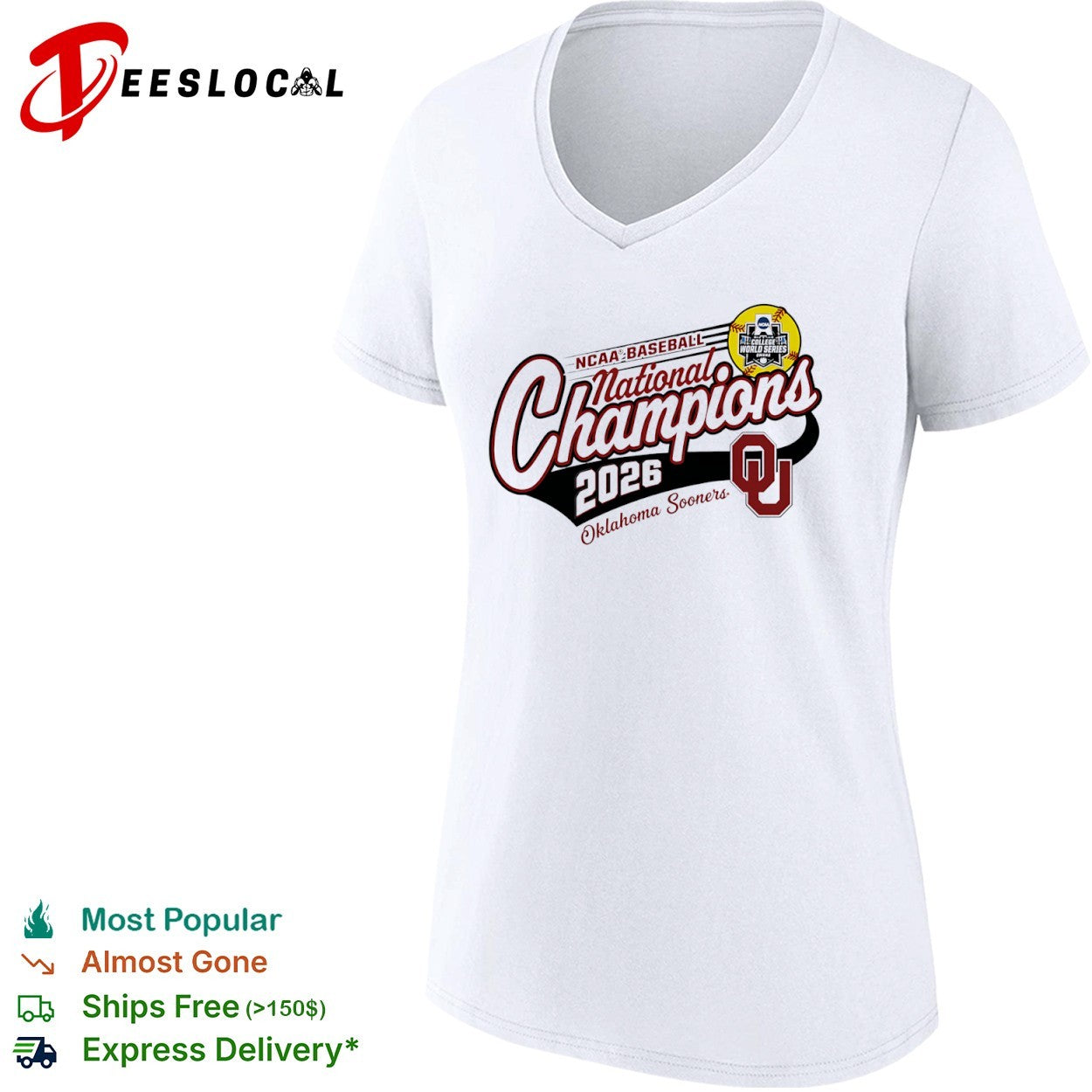 NCAA Baseball National Champions Oklahoma Sooners College World Series 2026 shirt