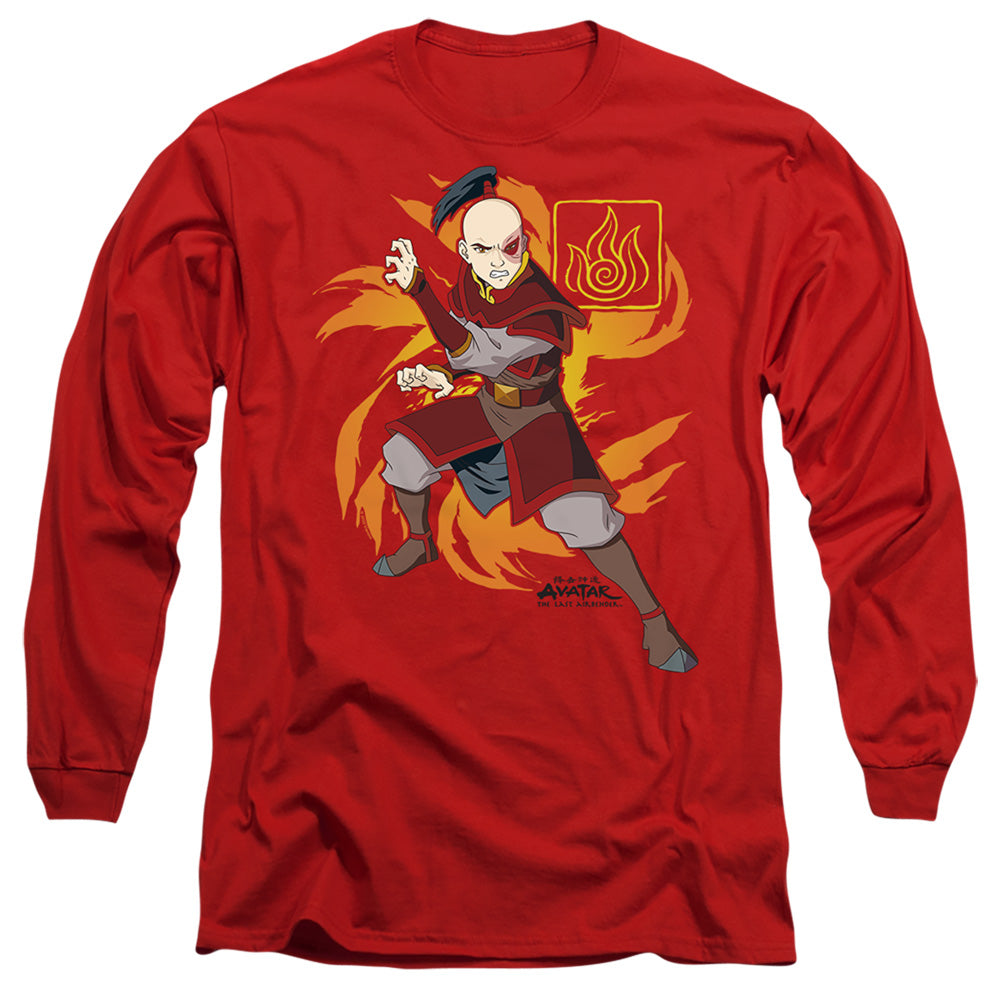 Avatar The Last Airbender Zuko Flame Burst Mens Long Sleeve Shirt Red Hoodie, Sweatshirt | CiraTrend.com (Image 3)