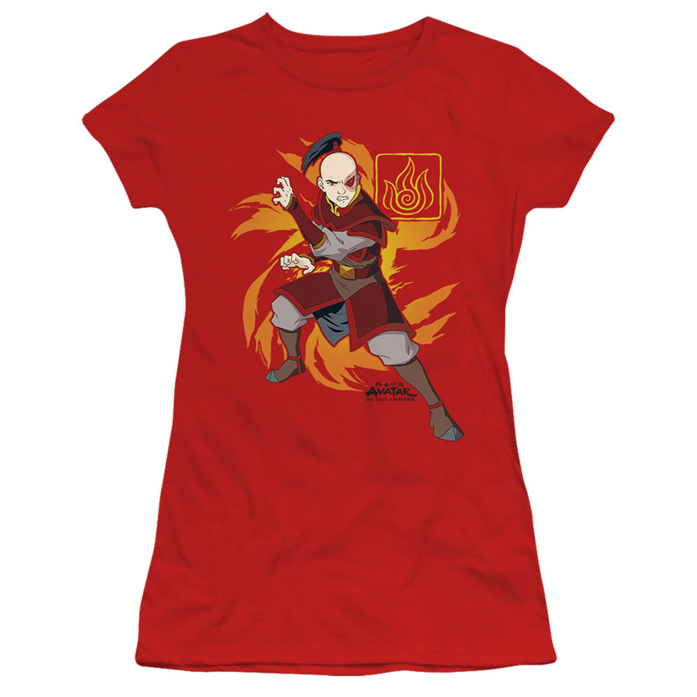 Avatar The Last Airbender Zuko Flame Burst Junior Sheer Cap Sleeve Womens T ShirtRed T-Shirts, Hoodie, Sweatshirt