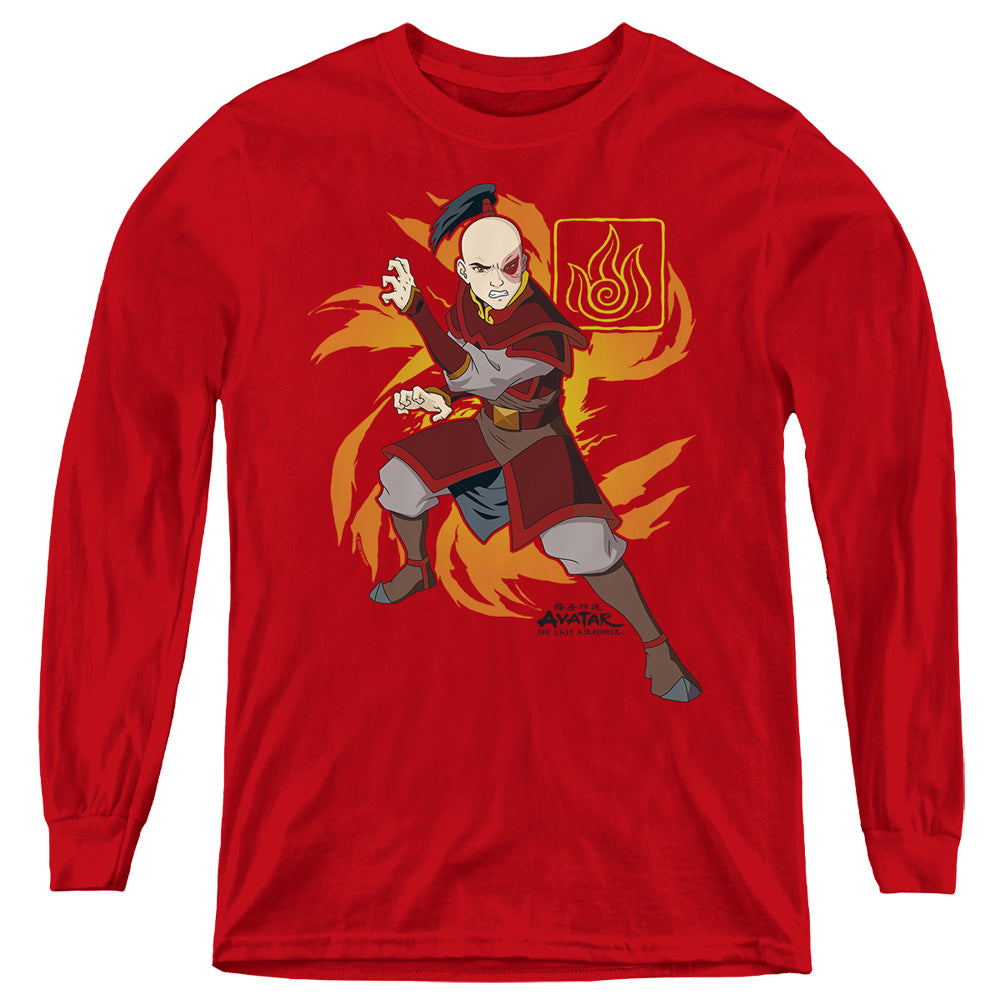 Avatar The Last Airbender Zuko Flame Burst Long Sleeve Kids Youth T Shirt Red Hoodie, Sweatshirt | CiraTrend.com