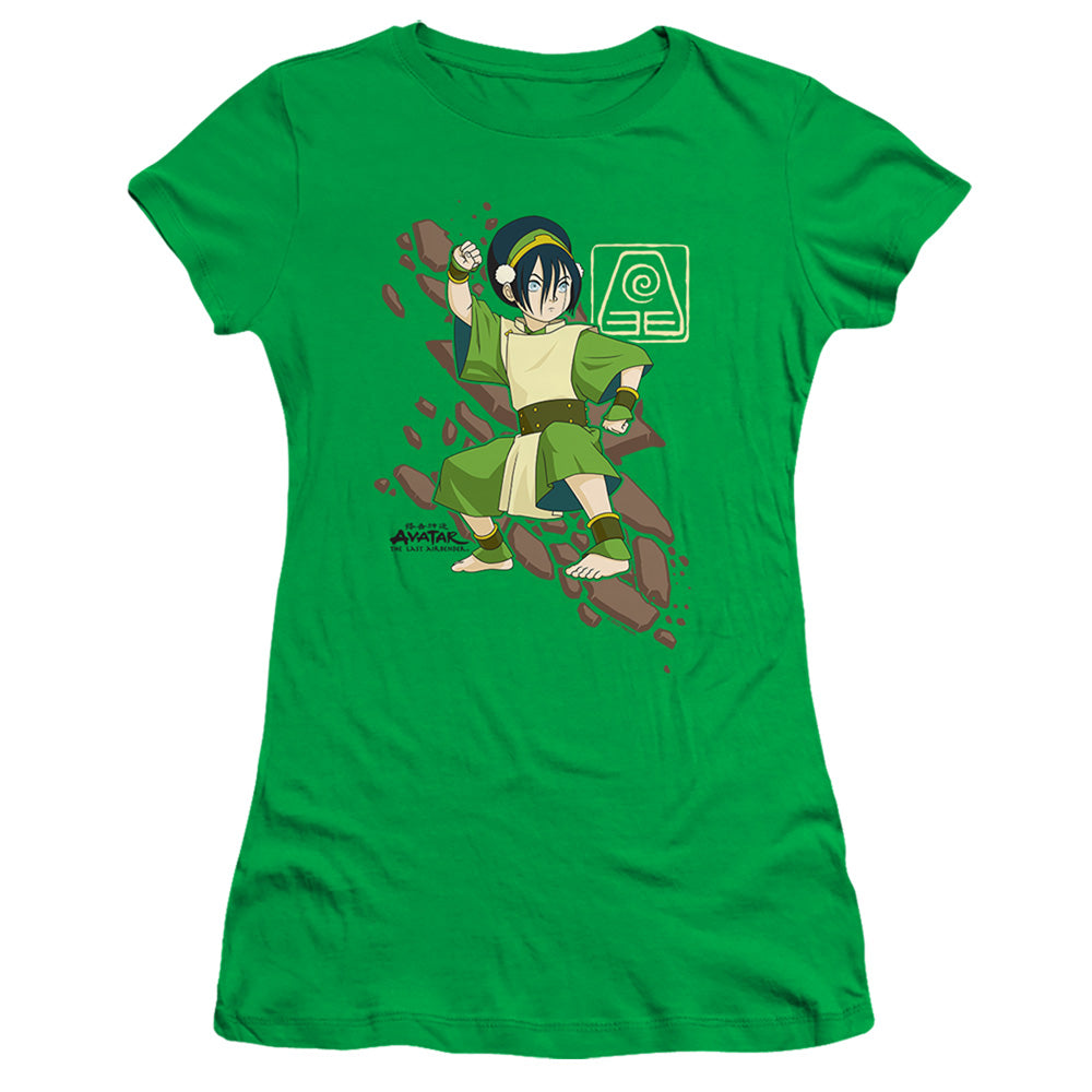 Avatar The Last Airbender Toph Rock Slide Junior Sheer Cap Sleeve Womens T ShirtKelly Green T-Shirts, Hoodie, Sweatshirt