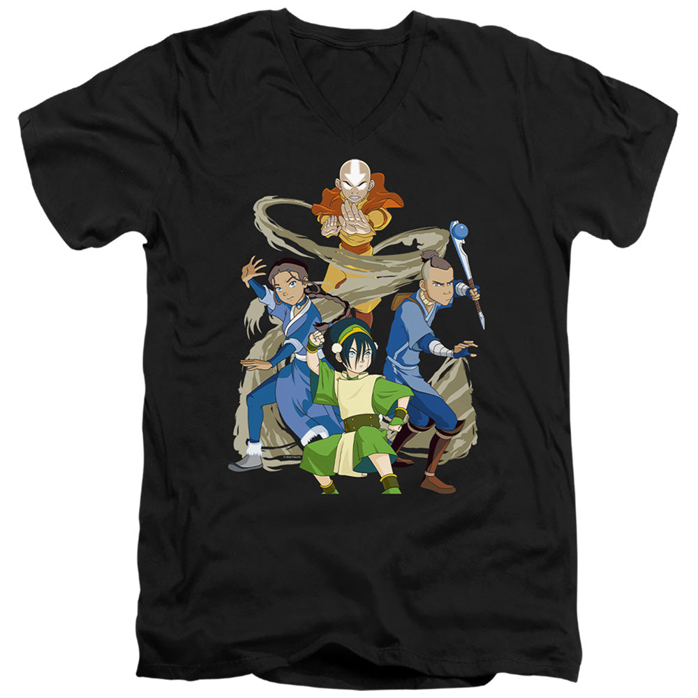 Avatar The Last Airbender Team Avatar Elements Mens Slim Fit V-Neck T Shirt Black Hoodie, Sweatshirt | CiraTrend.com