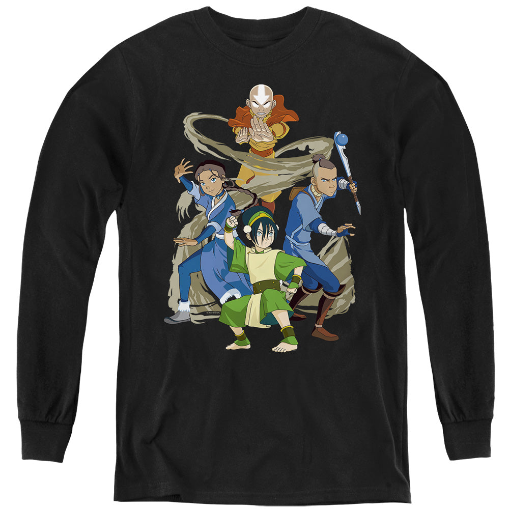 Avatar The Last Airbender Team Avatar Elements Long Sleeve Kids Youth T Shirt Black Hoodie, Sweatshirt | CiraTrend.com