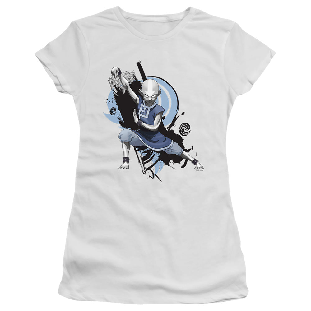 Avatar The Last Airbender Energybending Aang Junior Sheer Cap Sleeve Womens T ShirtWhite T-Shirts, Hoodie, Sweatshirt