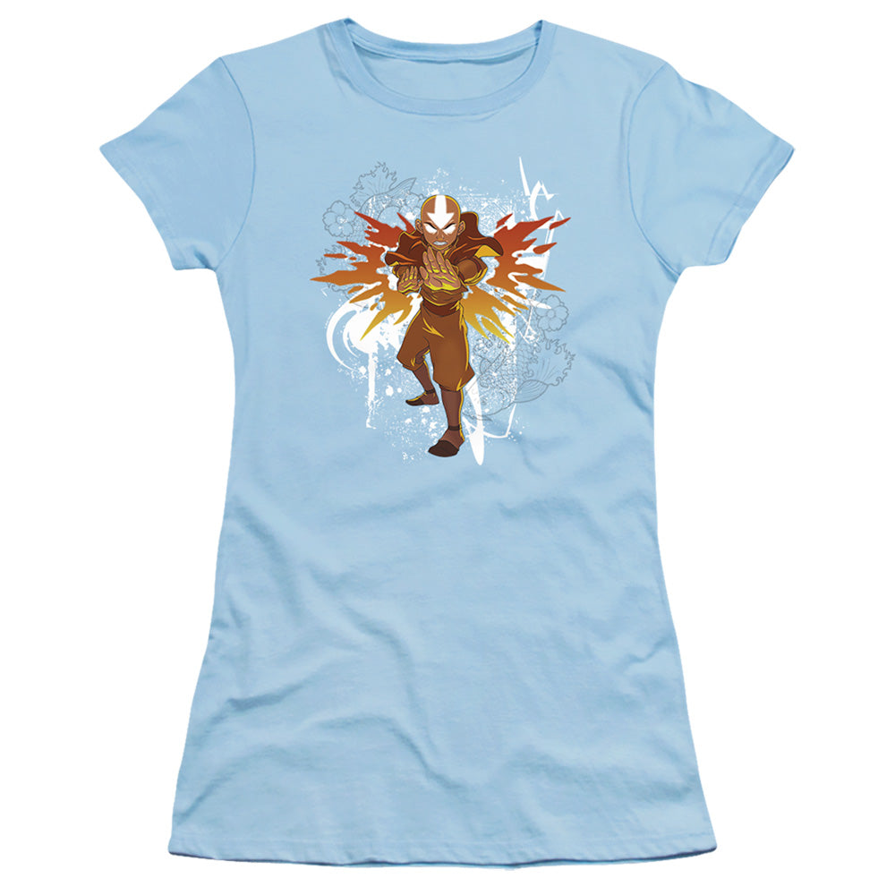 Avatar The Last Airbender Flower And Fish Aang Junior Sheer Cap Sleeve Womens T ShirtLight Blue T-Shirts, Hoodie, Sweatshirt