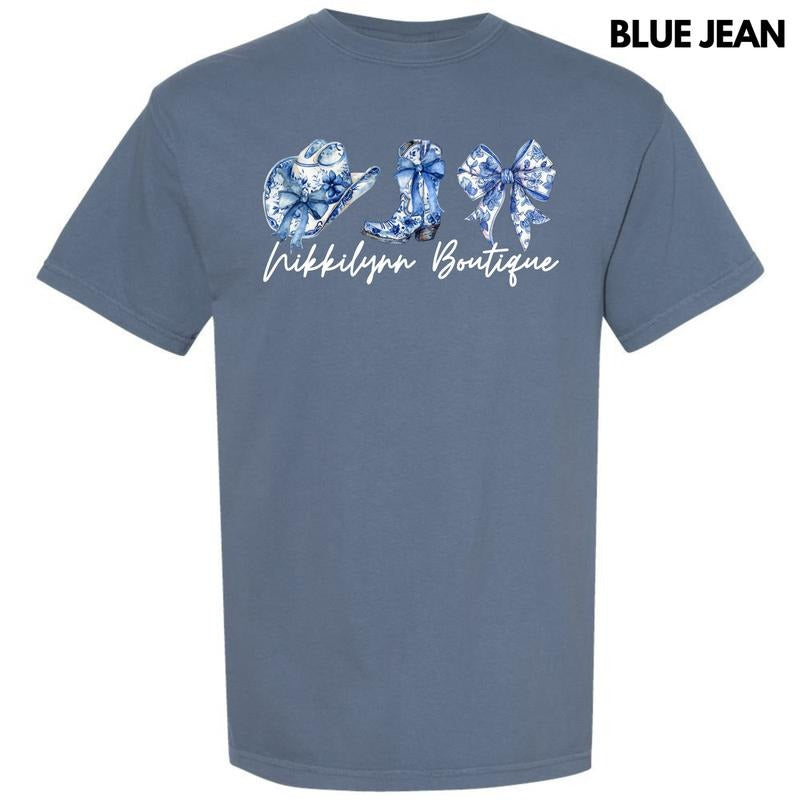 NLB MERCH - Blue Floral Trio Comfort Colors T-Shirt 'NLB' Hoodie, Sweatshirt | CiraTrend.com