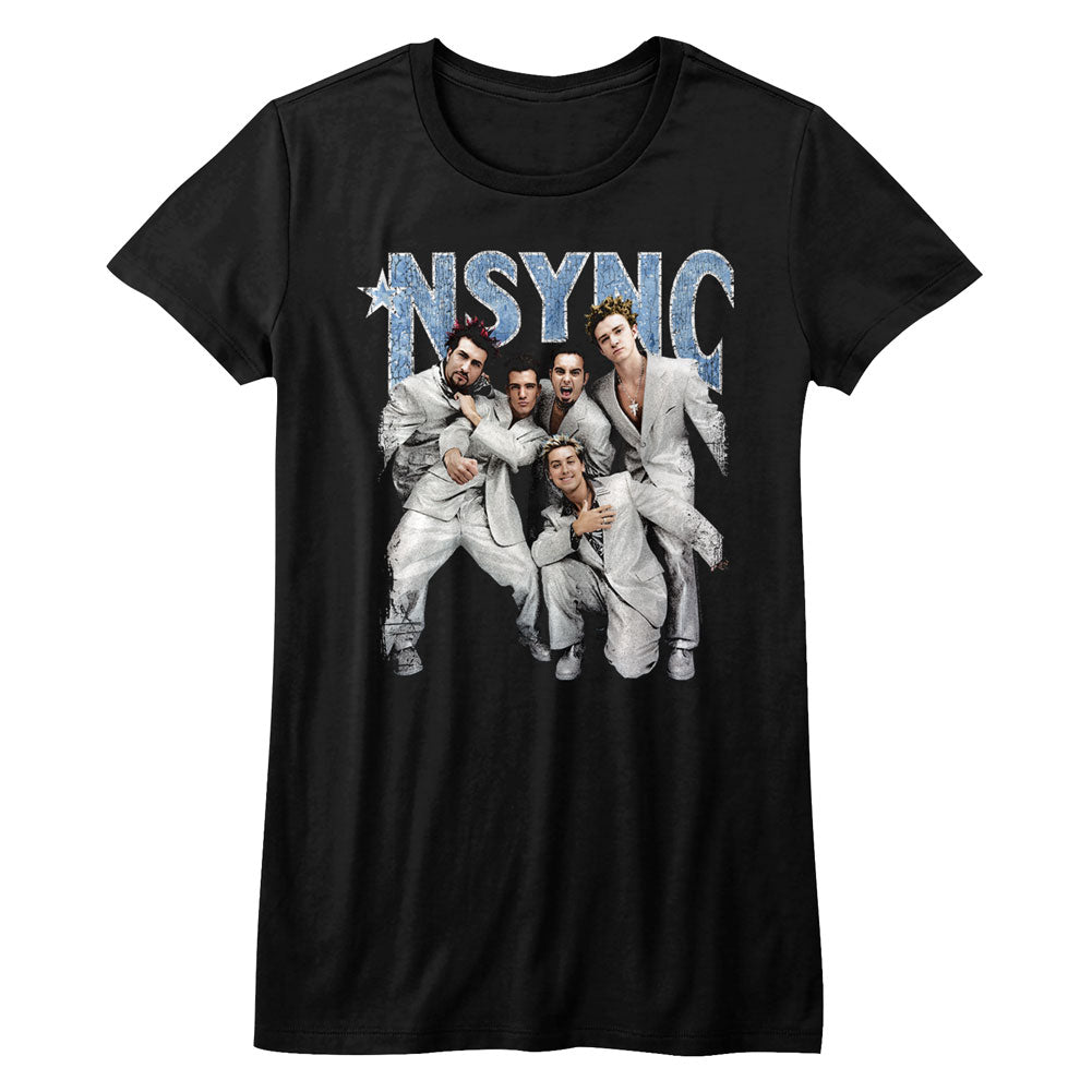 NSYNC Girls Juniors S/S T-Shirt - Strike A Pose - Solid Black Hoodie, Sweatshirt | CiraTrend.com