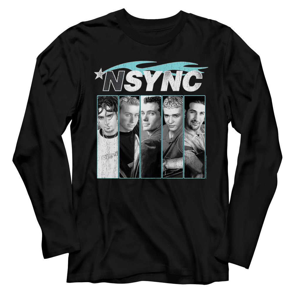 NSYNC Mens L/S T-Shirt - Blue Flame - Solid Black Hoodie, Sweatshirt | CiraTrend.com