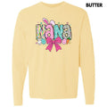 Nana Easter Coquette Long Sleeve Comfort Colors T-Shirt Hoodie, Sweatshirt | CiraTrend.com