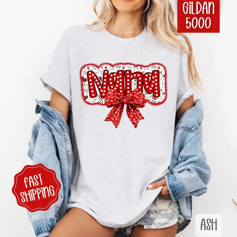 Nana Valentine Shirt Gildan, Valentine's Day Women's Tee, Cute Women's Tshirt Plus Sizes Hoodie, Sweatshirt | CiraTrend.com