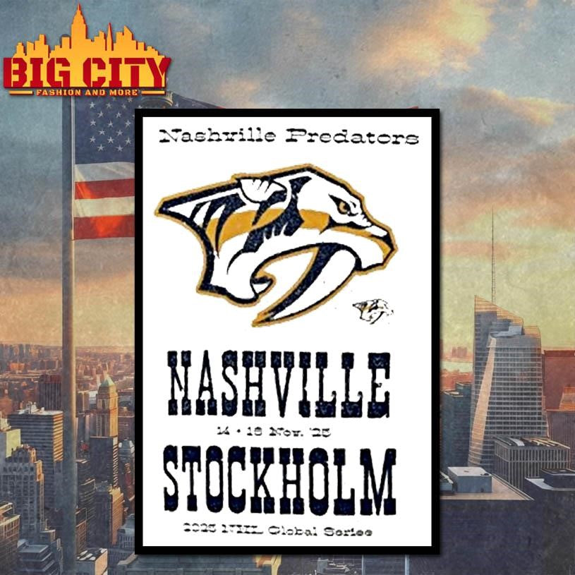 Nashville Predators 2025 Nhl Global Series Hometown To Stockholm Shirt