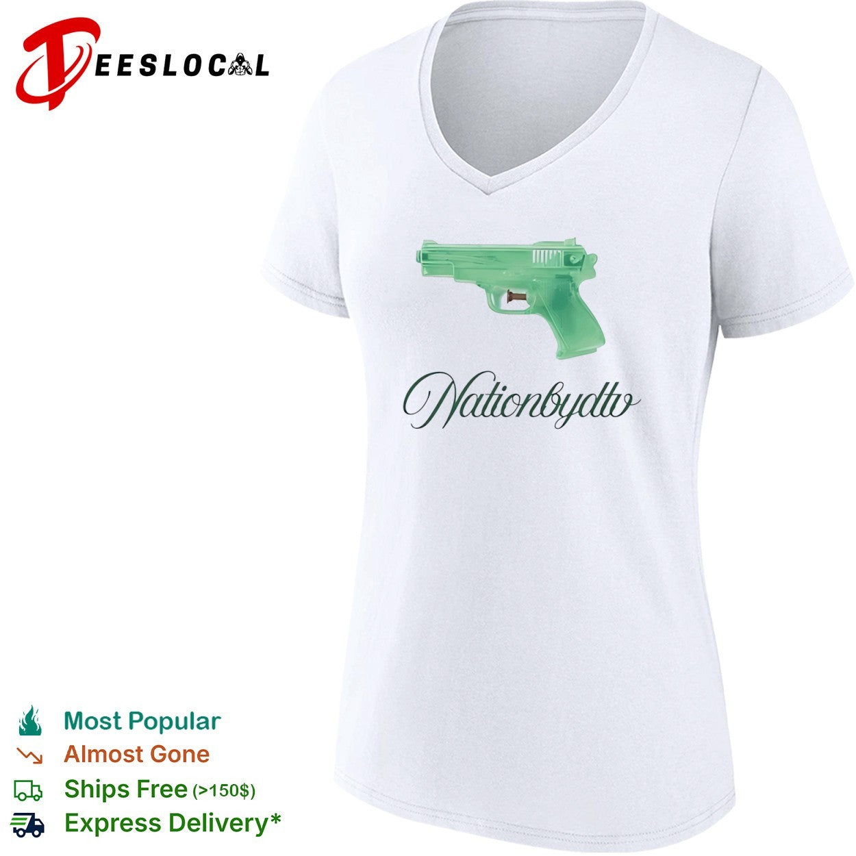 Nationbydtv Green Water Pistol Toy Summer Shirt