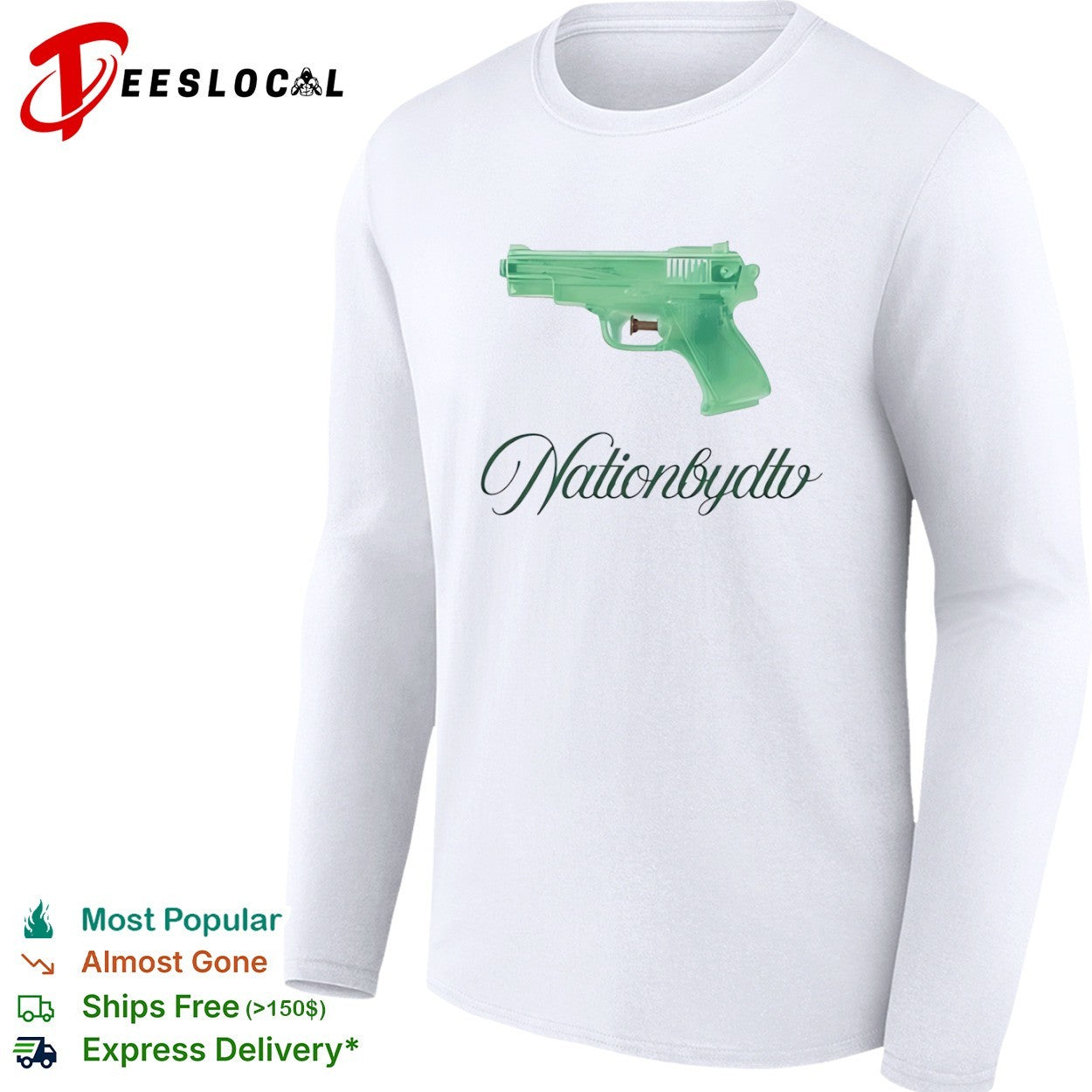 Nationbydtv Green Water Pistol Toy Summer Shirt
