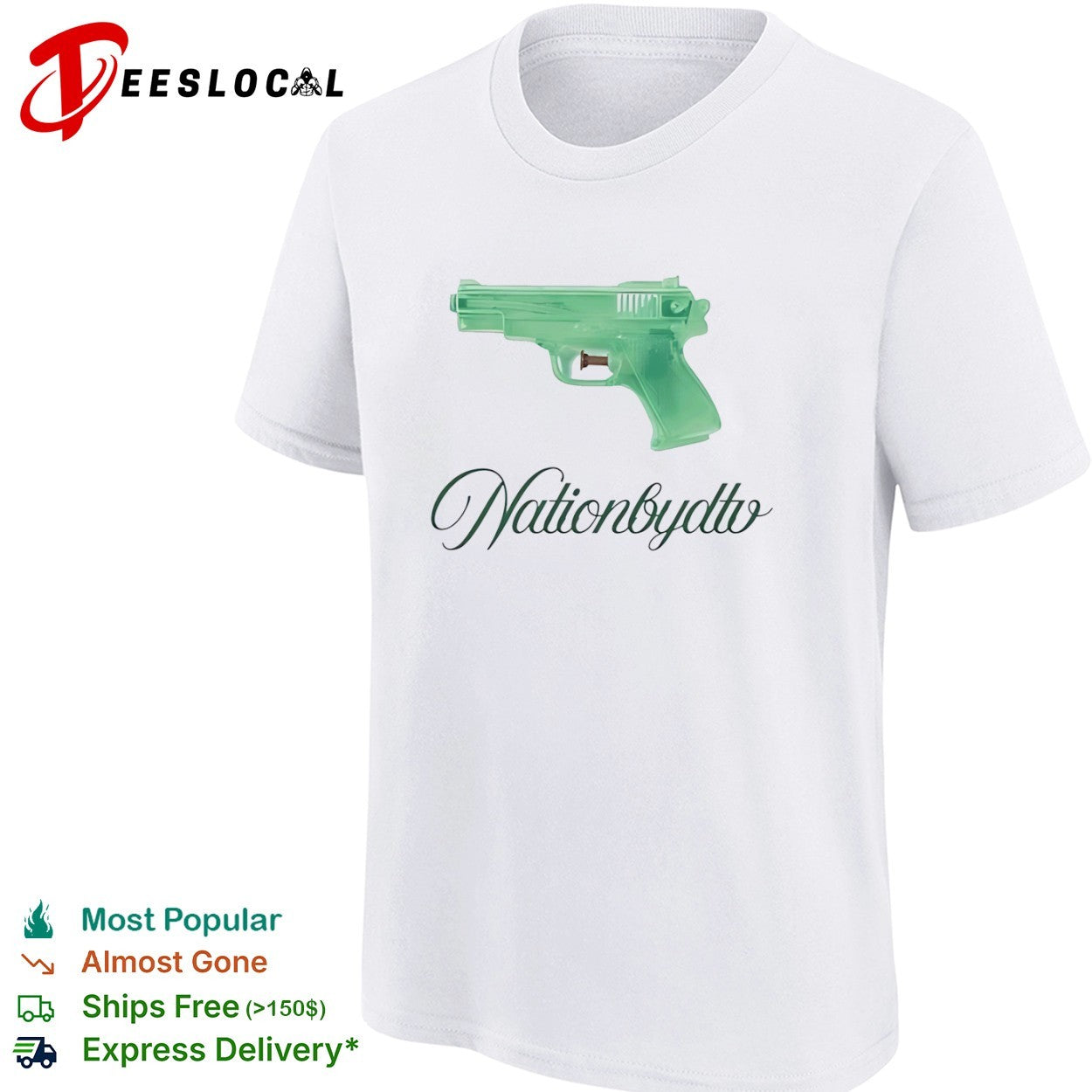 Nationbydtv Green Water Pistol Toy Summer Shirt