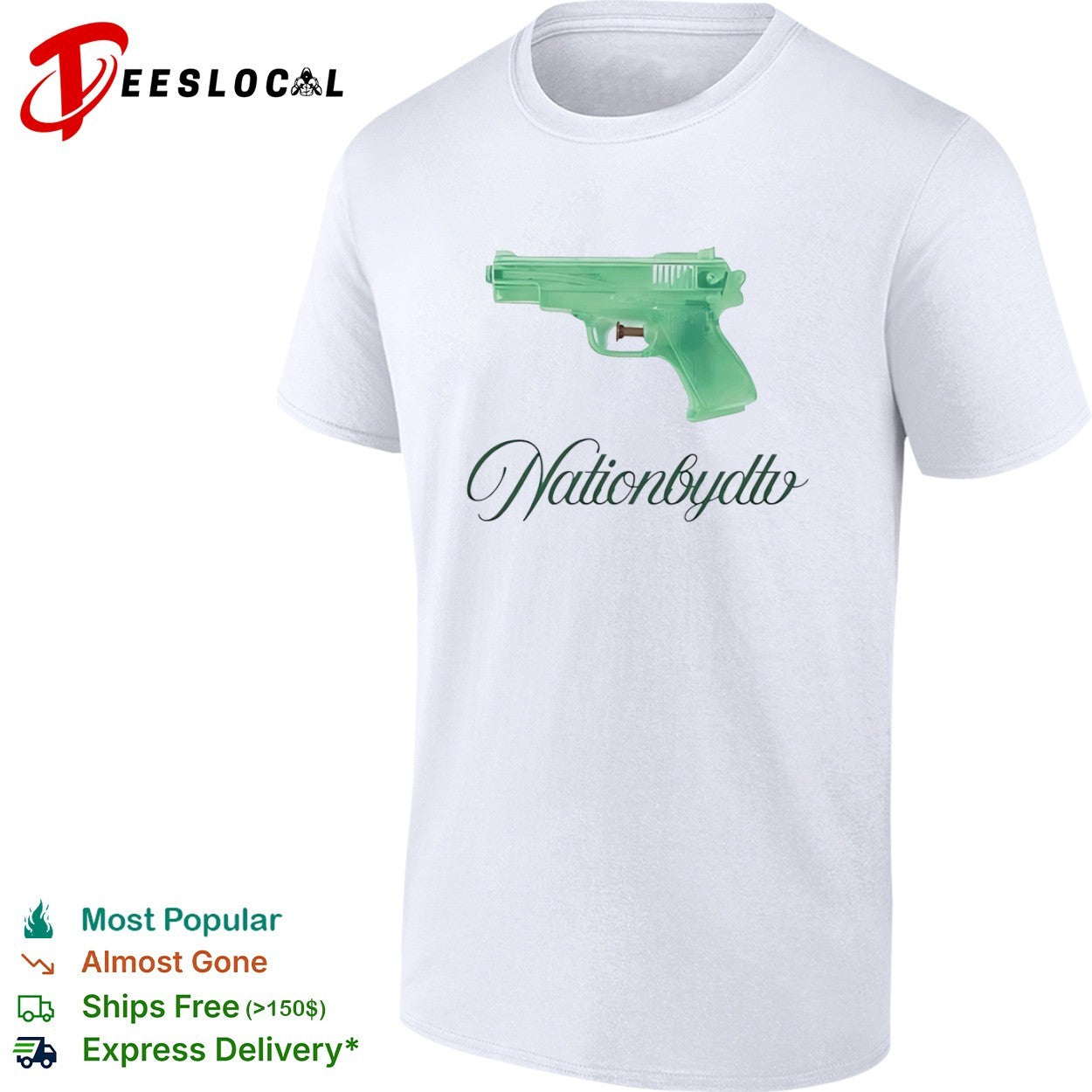 Nationbydtv Green Water Pistol Toy Summer Shirt