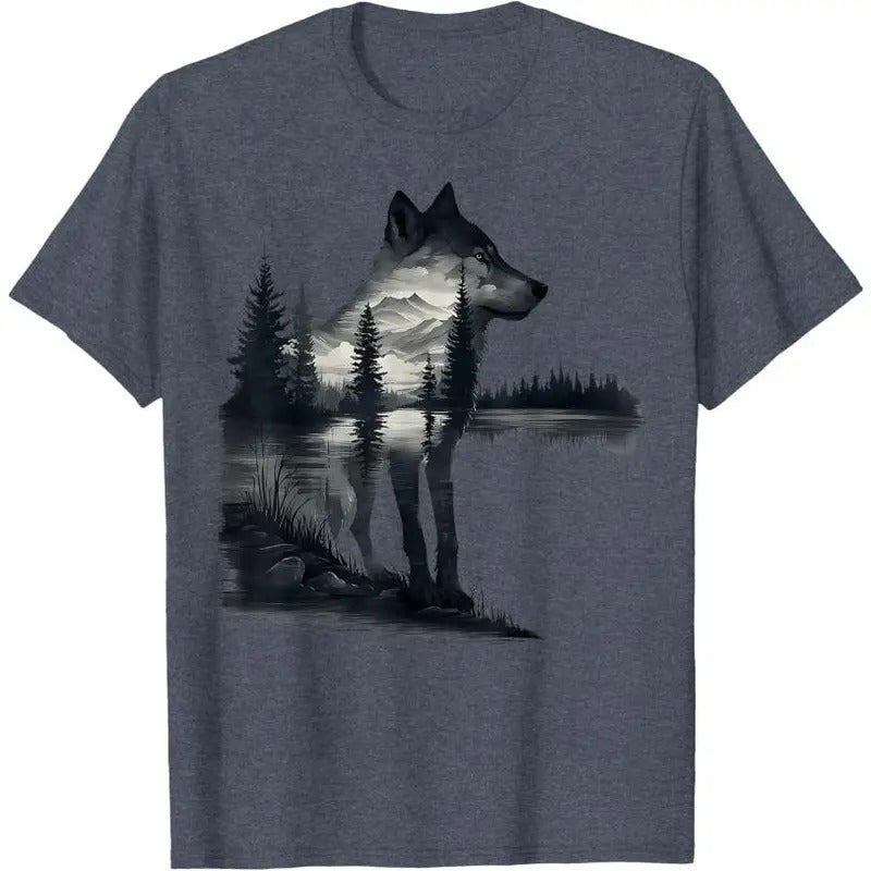 Nature Mountains Adventure Wolf Outdoor Wildlife Forest T-Shirt Hoodie, Sweatshirt | CiraTrend.com