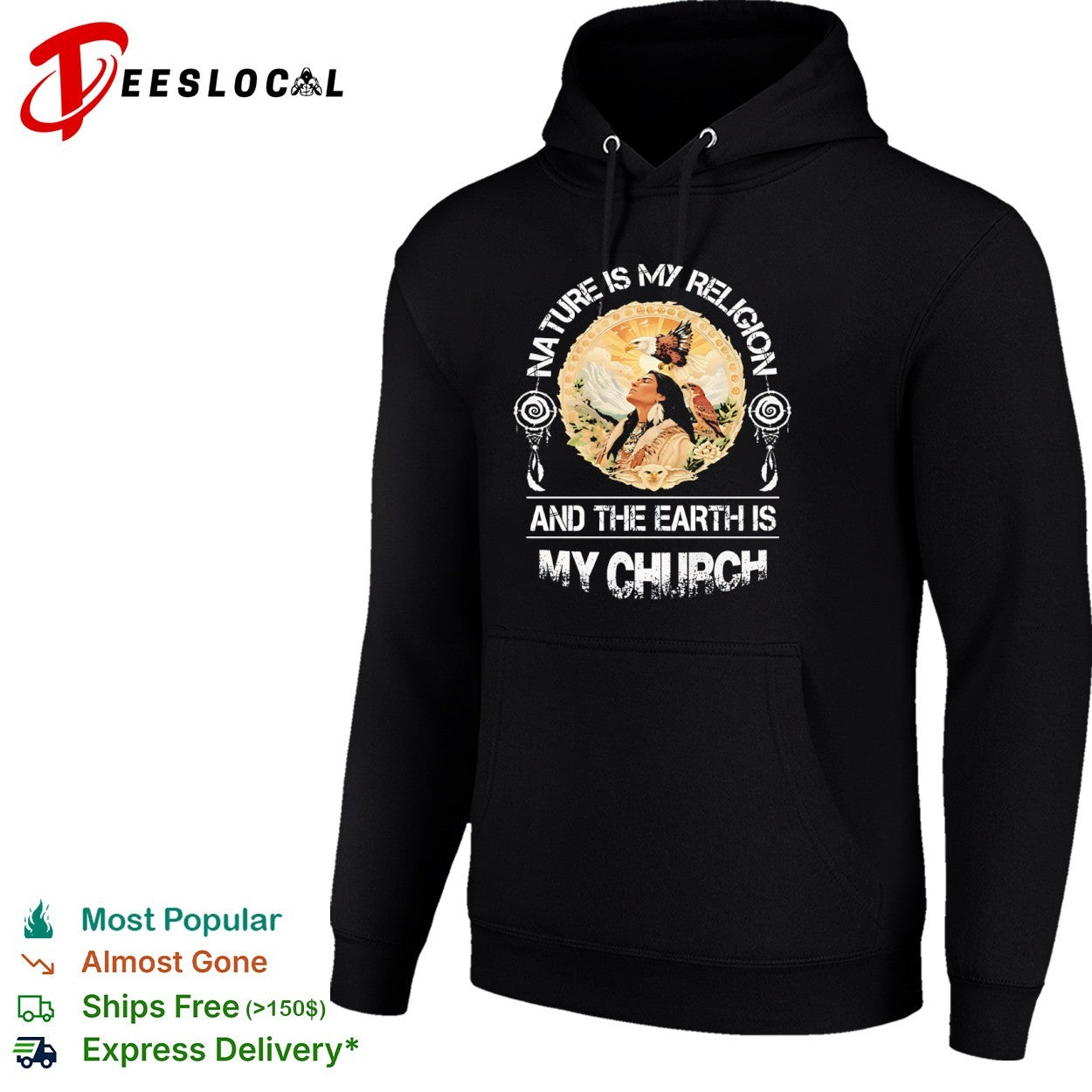 Nature is my religion and the earth is my church eagle indigenous portrait shirt