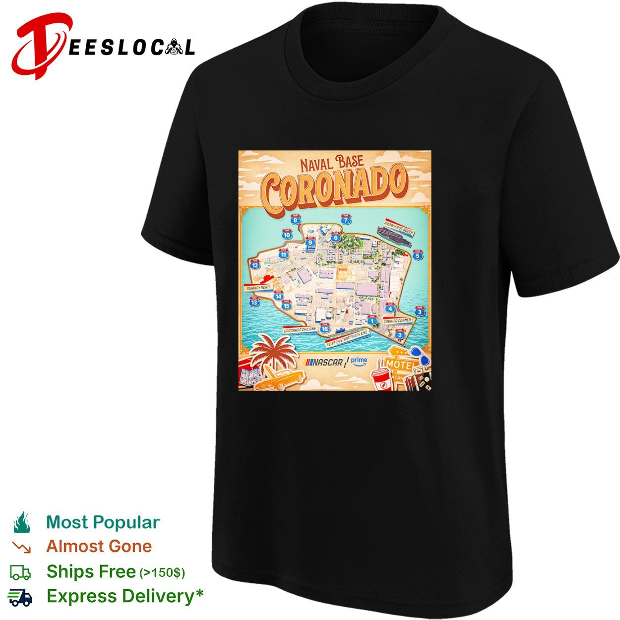 Naval Base Coronado NASCAR Prime Ellyson Start Finish Line Broadcast Booth shirt