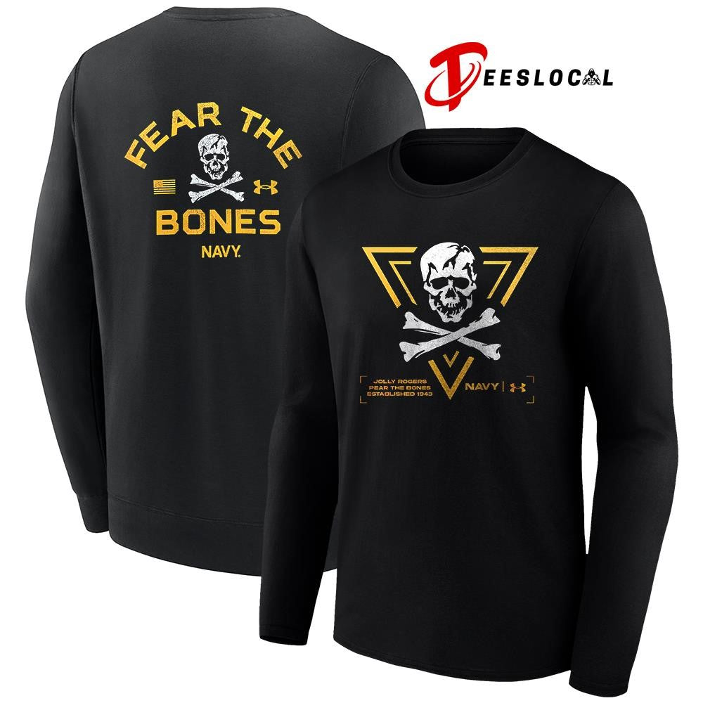 Navy Midshipmen Jolly Rogers fear the bones est 1943 skull shirt