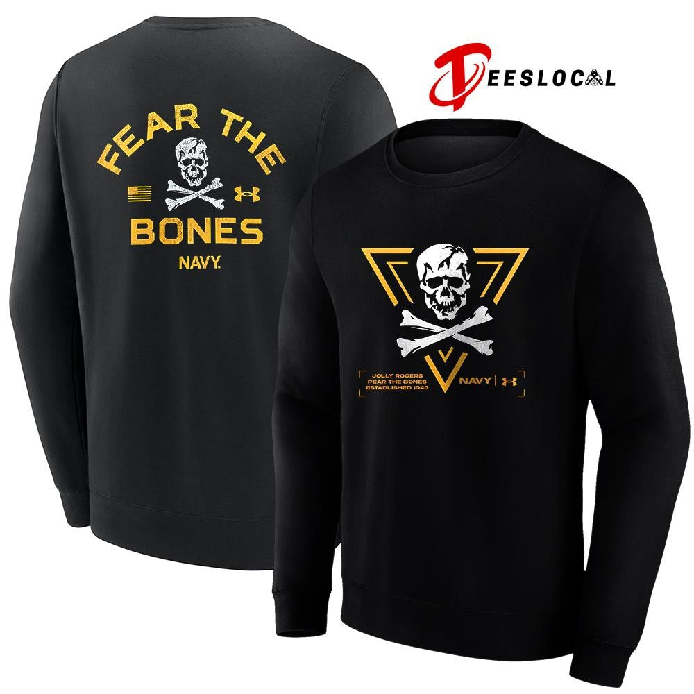 Navy Midshipmen Jolly Rogers fear the bones est 1943 skull shirt