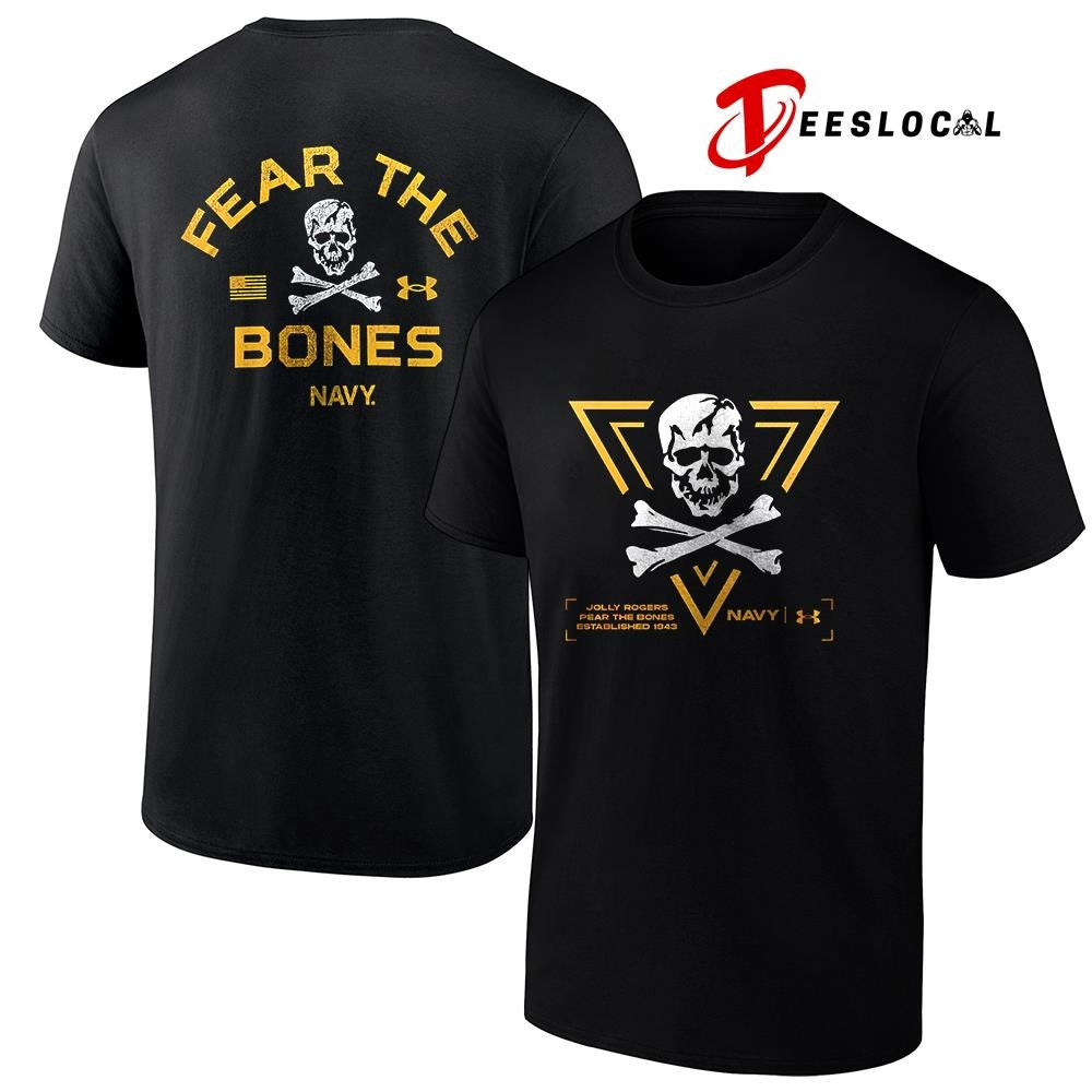 Navy Midshipmen Jolly Rogers fear the bones est 1943 skull shirt
