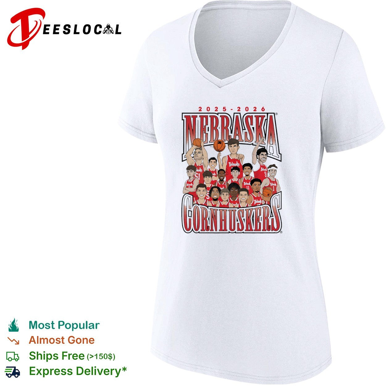 Nebraska Cornhuskers 2025 2026 Roster Caricature Players NCAA Basketball Team shirt