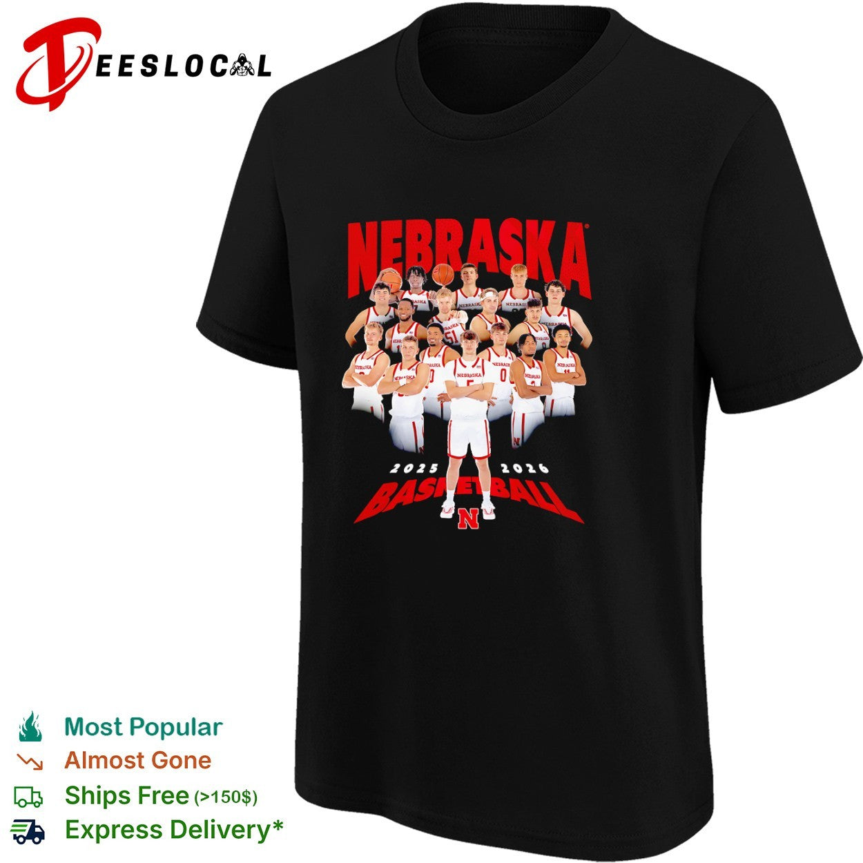 Nebraska Cornhuskers Basketball 2025 2026 Team shirt