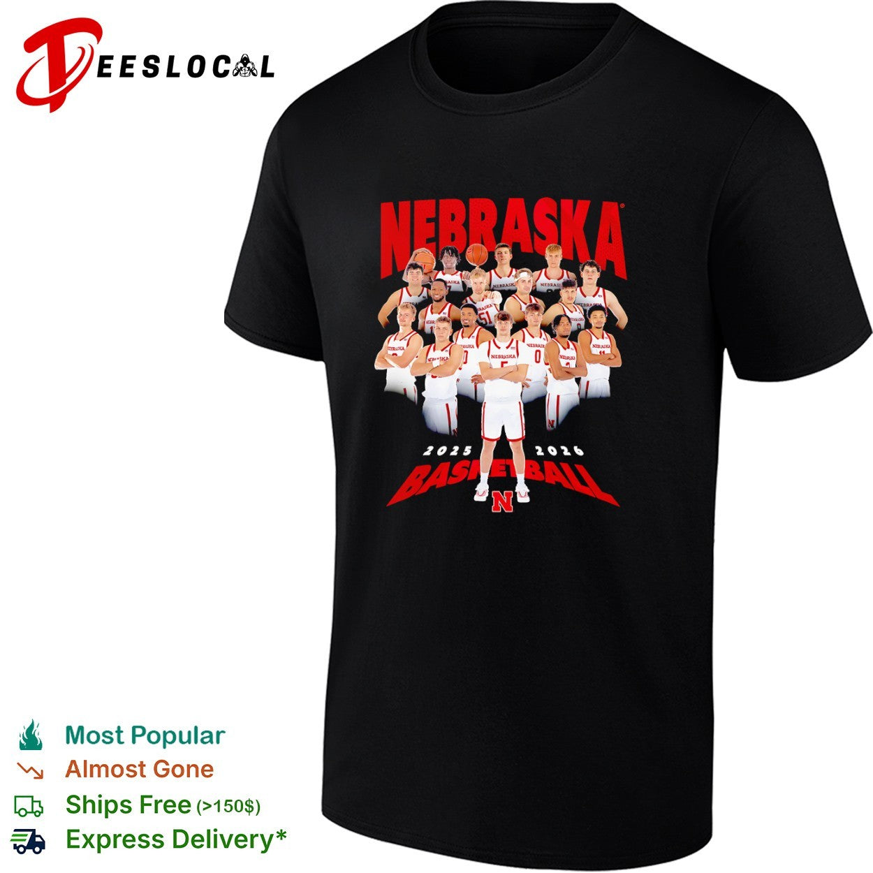 Nebraska Cornhuskers Basketball 2025 2026 Team shirt
