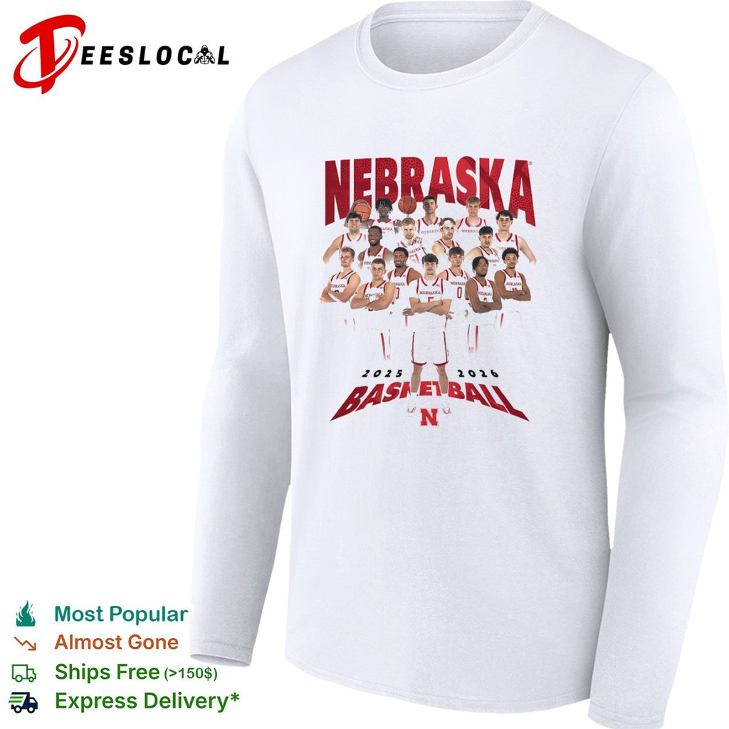 Nebraska Huskers 2025 2026 Basketball Team Shirt
