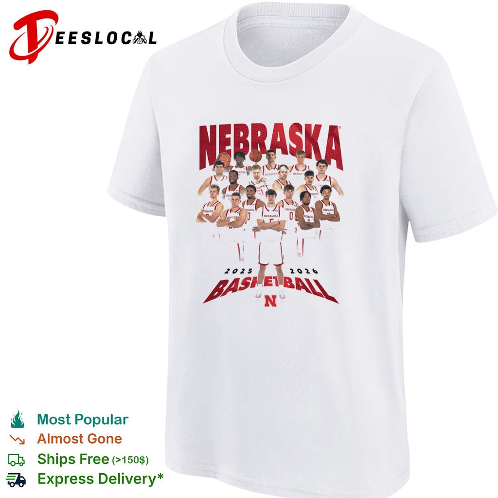 Nebraska Huskers 2025 2026 Basketball Team Shirt