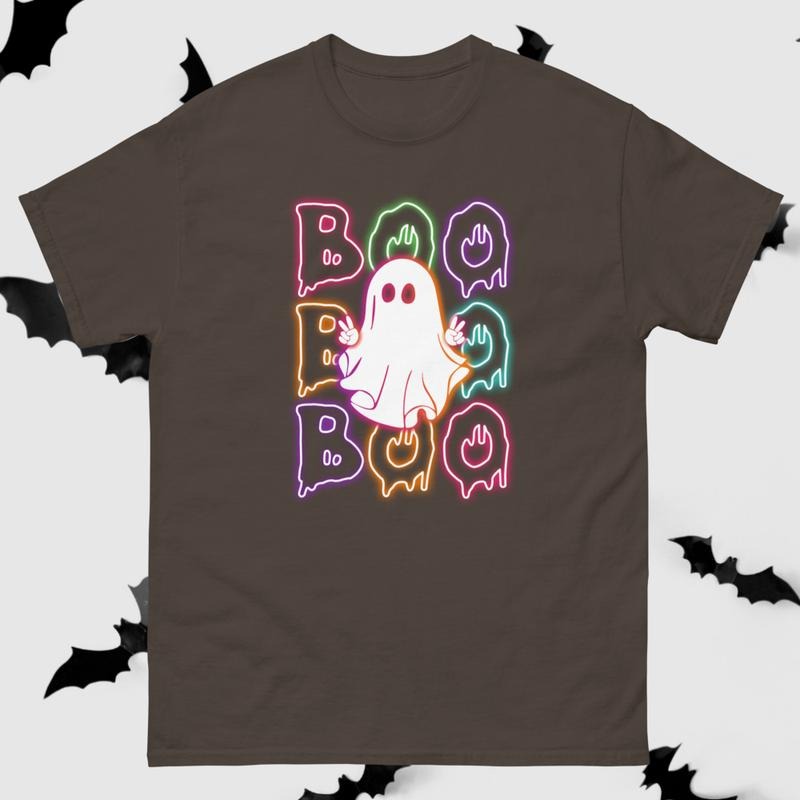 Neon Boo Gildan shirt, Halloween ghost Design, Unisex classic tee, Spooky tee Hoodie, Sweatshirt | CiraTrend.com