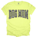 Neon Checkered Dog Mom Shirt ~ Unisex Apparel Relaxed Fit Printed In The USA Clothing Womenswear Casual Comfort Cotton...