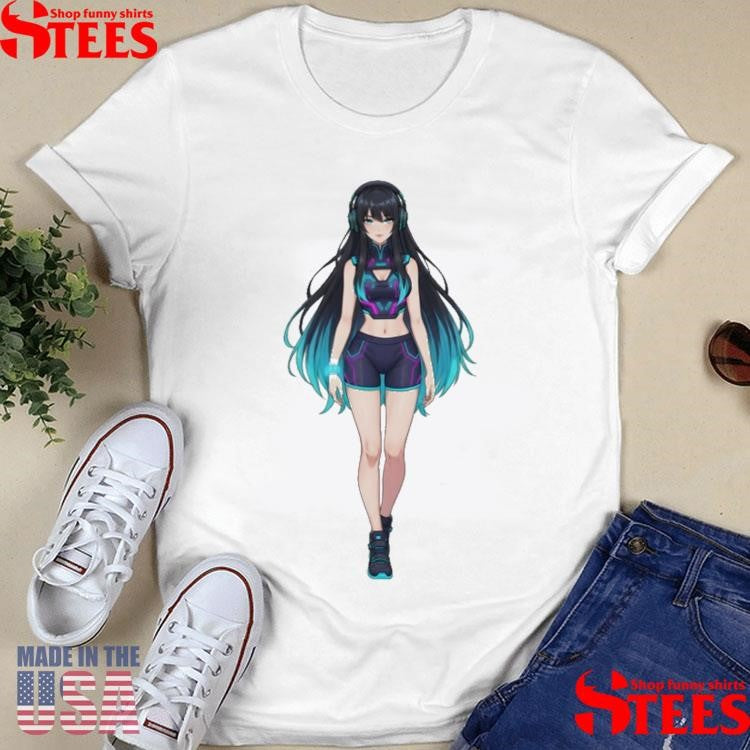 Neon Muse Waifu Anime Girl Futuristic Shirt