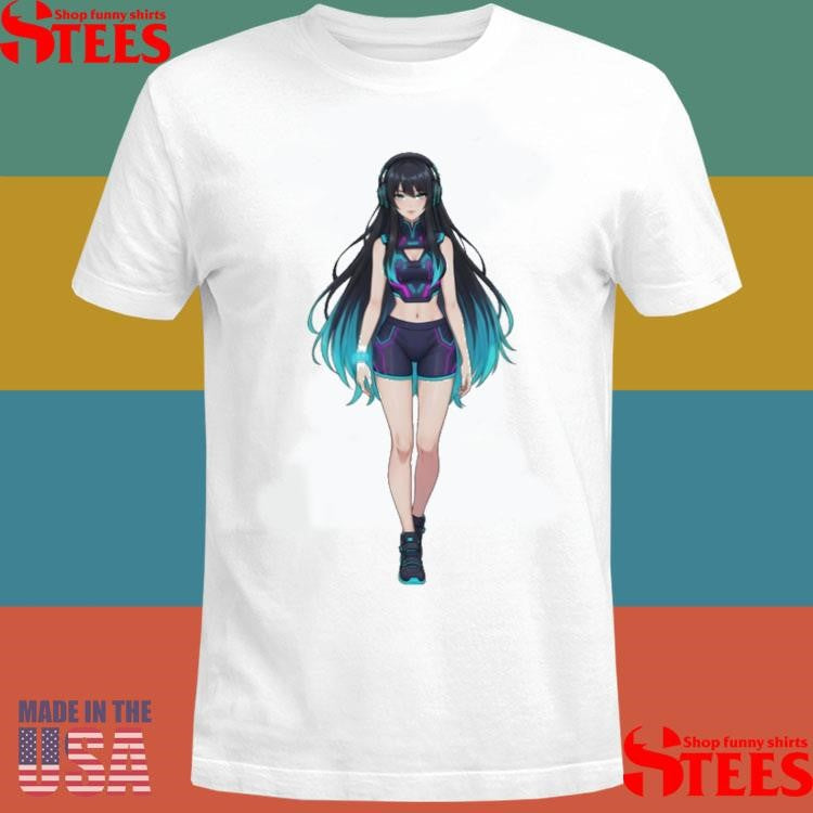 Neon Muse Waifu Anime Girl Futuristic Shirt
