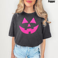 Neon Pink Jack-O-Lantern Fluffy Patch Comfort Colors T-Shirt Hoodie, Sweatshirt | CiraTrend.com