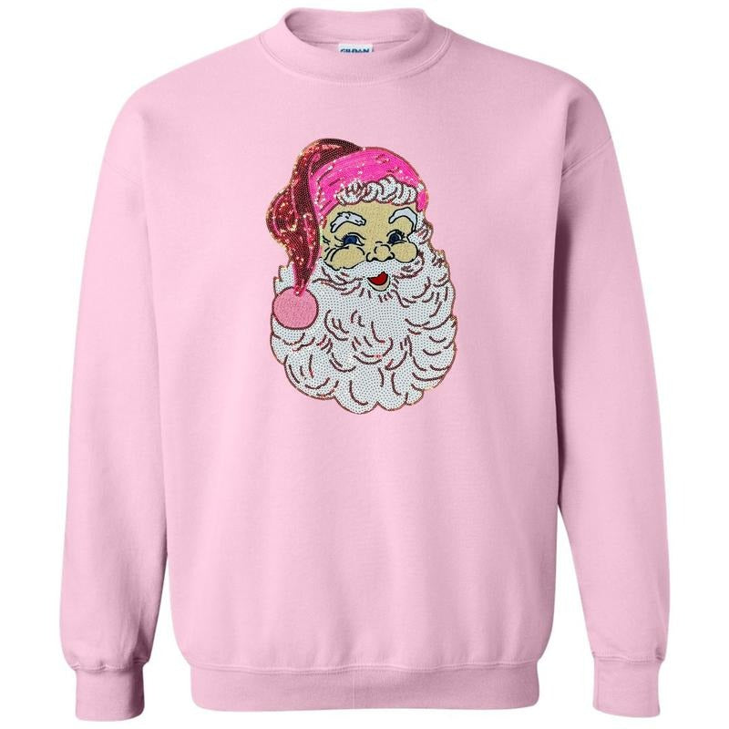 Neon Pink Santa Sequin Patch Sweatshirt T-Shirts, Hoodie | CiraTrend.com