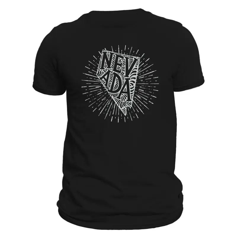 Nevada State Men's T-Shirt Casual Crewneck Cotton Black with Unique Graphic Design Hoodie, Sweatshirt | CiraTrend.com