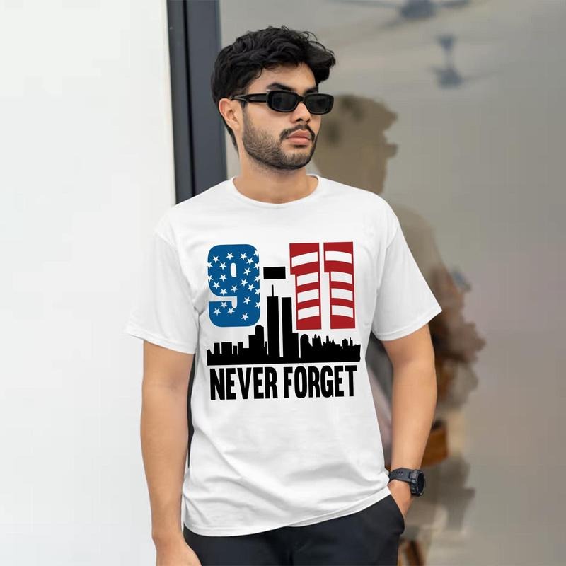 Never Forget 911 T Shirt, American Flag Shirt, USA Patriotic Tee, Memorial Gift Hoodie, Sweatshirt | CiraTrend.com